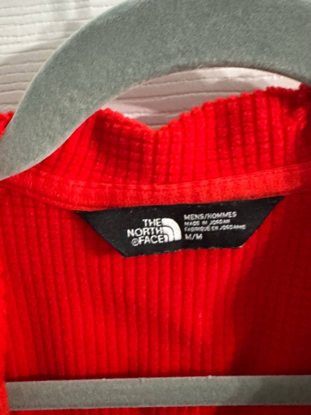 The North Face Red Hooded Performance Jacket with Black Chest Pocket - Picture 3 of 3